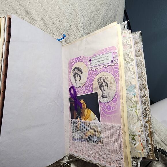 Black/White Lace/Victorian Junk Journal,  9.5 x 6 x2.5 - Picture 6 of 9